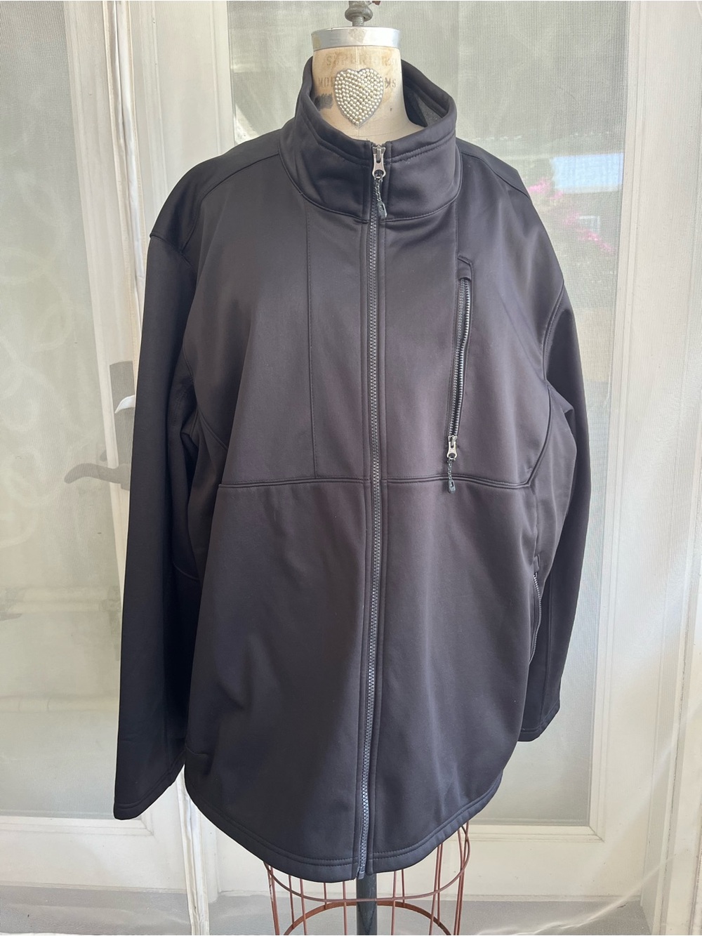 Men's Size 3XL SwissTech Black Basic Jacket Fleece Lined Full Zip; Heavyweight